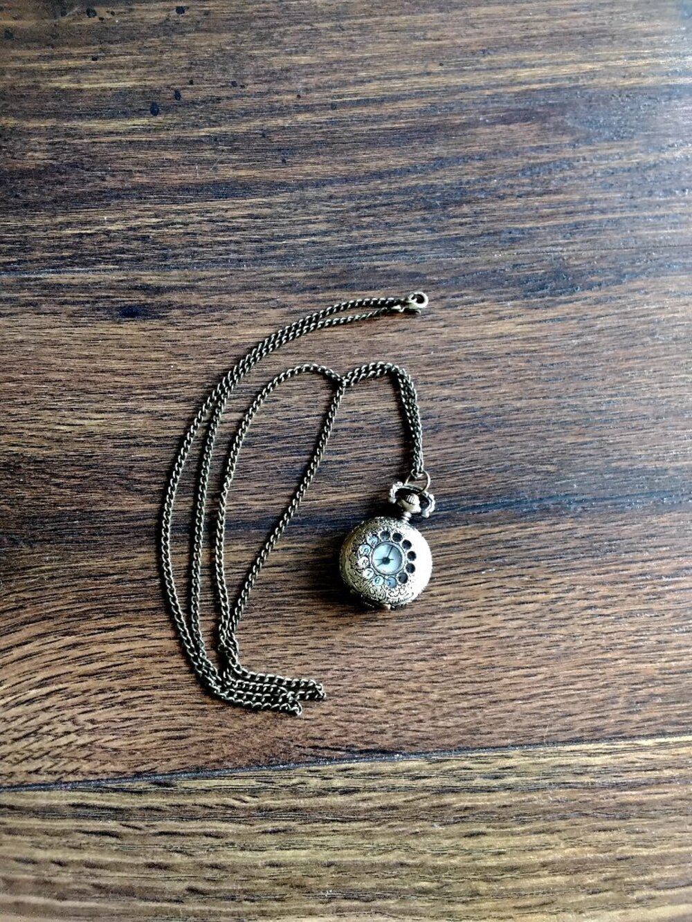 Picador Antique Gold Toned Women's Quartz Pendant Watch. 15" Chain
